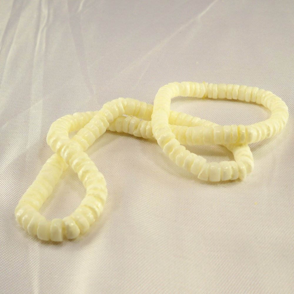 Hawaiian White Natural Stone Flat Beads Handmade Elastic Necklace